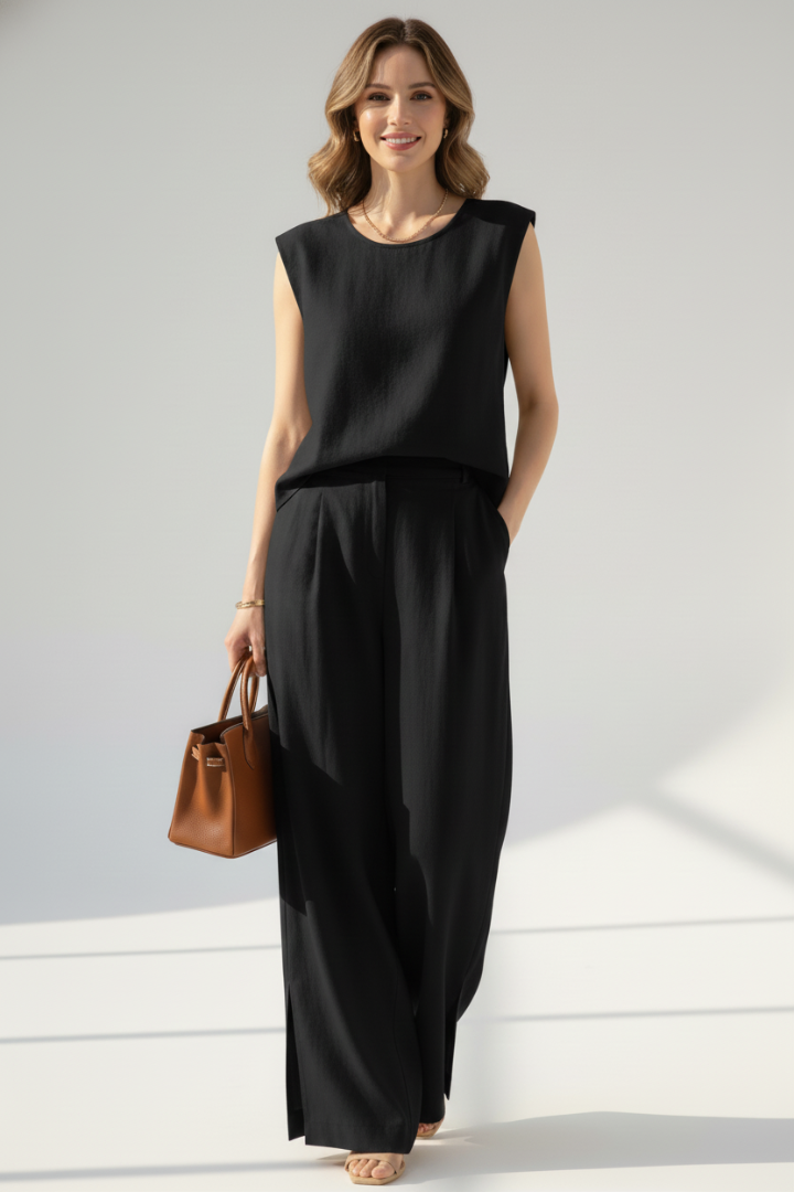 Lumira | Women’s Linen Set Sleeveless Top & Wide Leg Pants, 2-Piece Summer Co-ord