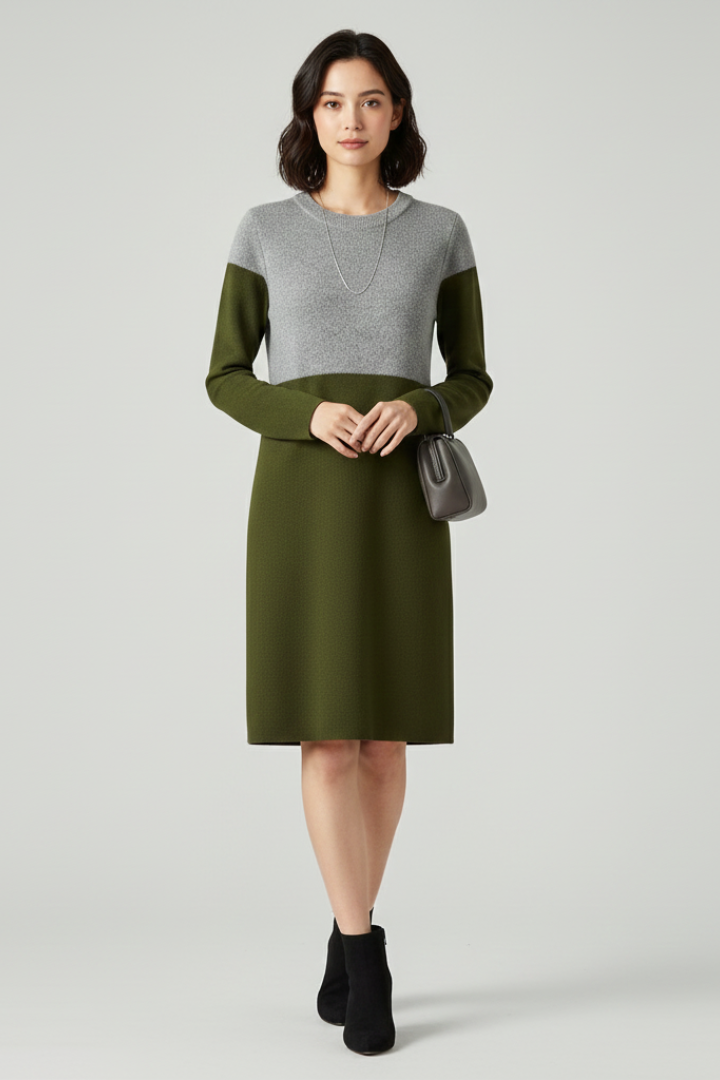 Lyanna | Women's Long Sleeve Midi Dress – Soft Textured Casual Dress