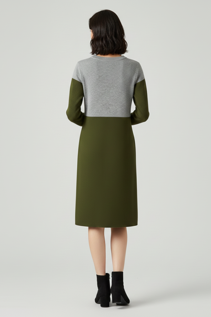 Lyanna | Women's Long Sleeve Midi Dress – Soft Textured Casual Dress