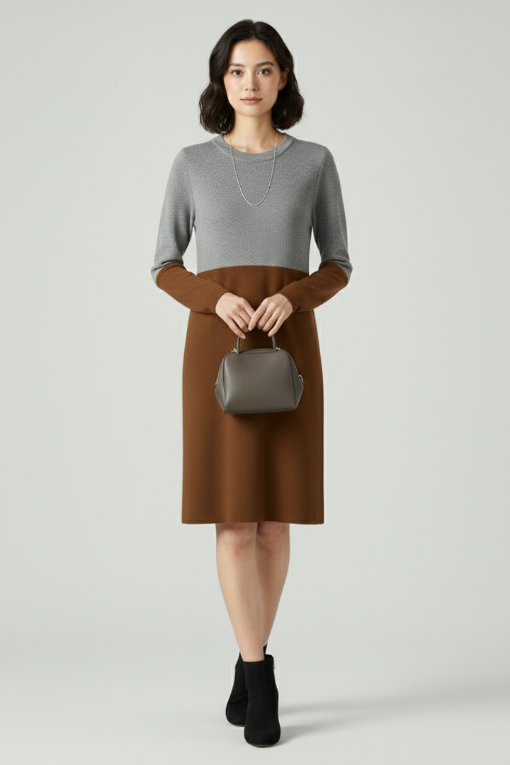 Lyanna | Women's Long Sleeve Midi Dress – Soft Textured Casual Dress