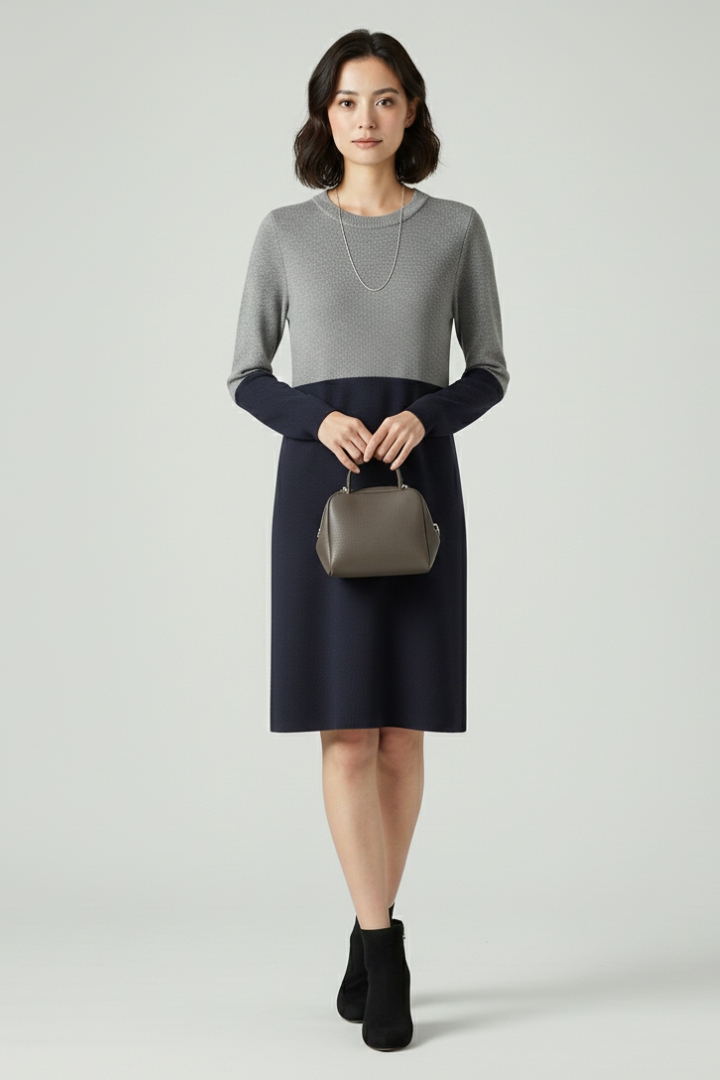 Lyanna | Women's Long Sleeve Midi Dress – Soft Textured Casual Dress