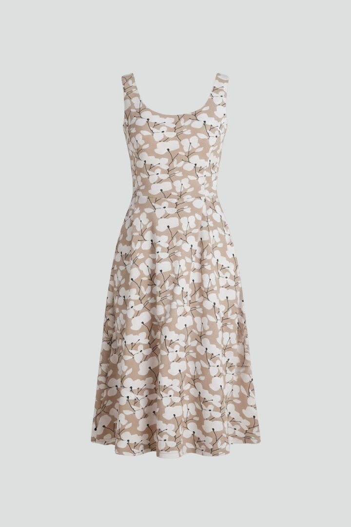 Maelis | Women's Midi Summer Dress – Sleeveless Round Neck Everyday Dress