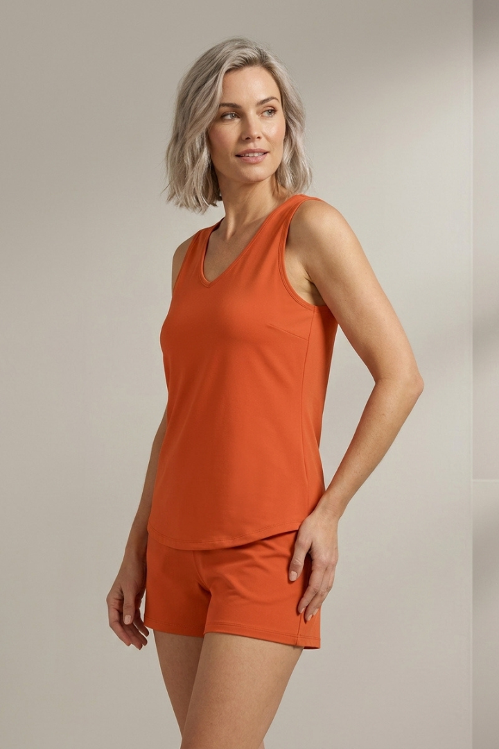 Maelle | Women's Relaxed Fit 2 Piece Set - Sleeveless Tunic Top & Elastic Waist Shorts