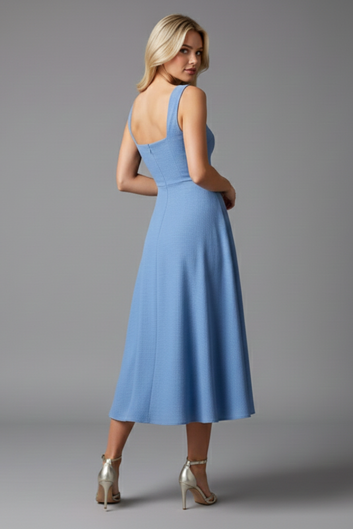 Maira | Women's Sleeveless Midi Dress – Elegant Fit & Flare Dress, Asymmetric Hem