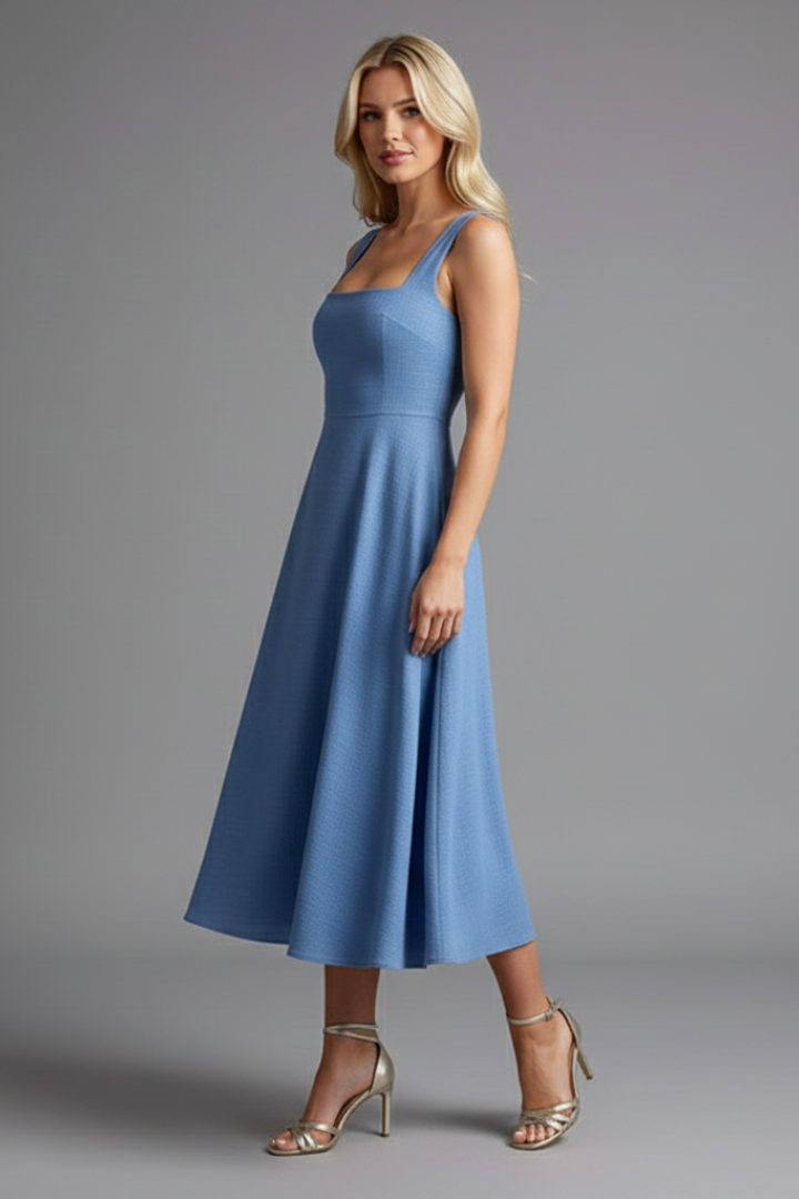 Maira | Women's Sleeveless Midi Dress – Elegant Fit & Flare Dress, Asymmetric Hem