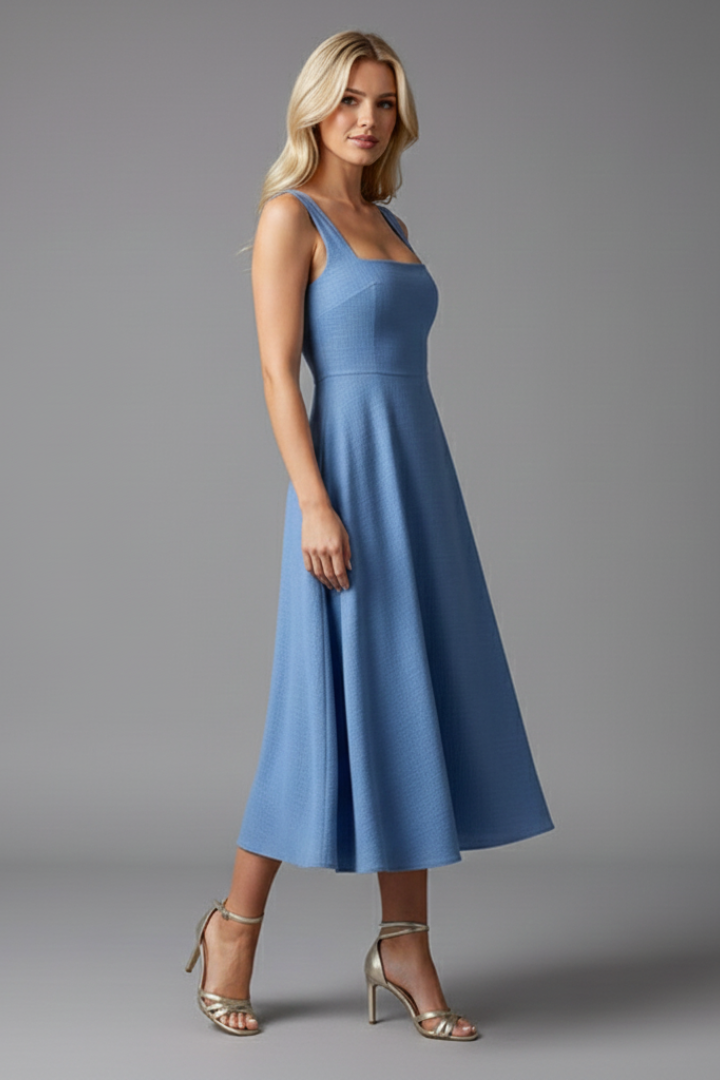 Maira | Women's Sleeveless Midi Dress – Elegant Fit & Flare Dress, Asymmetric Hem