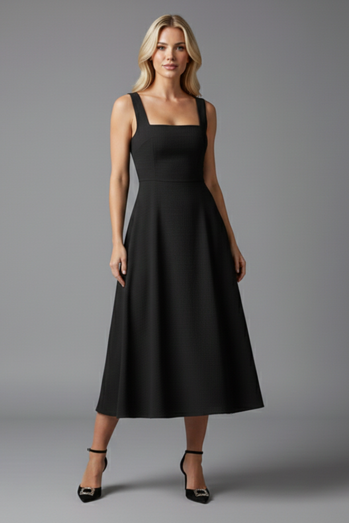 Maira | Women's Sleeveless Midi Dress – Elegant Fit & Flare Dress, Asymmetric Hem
