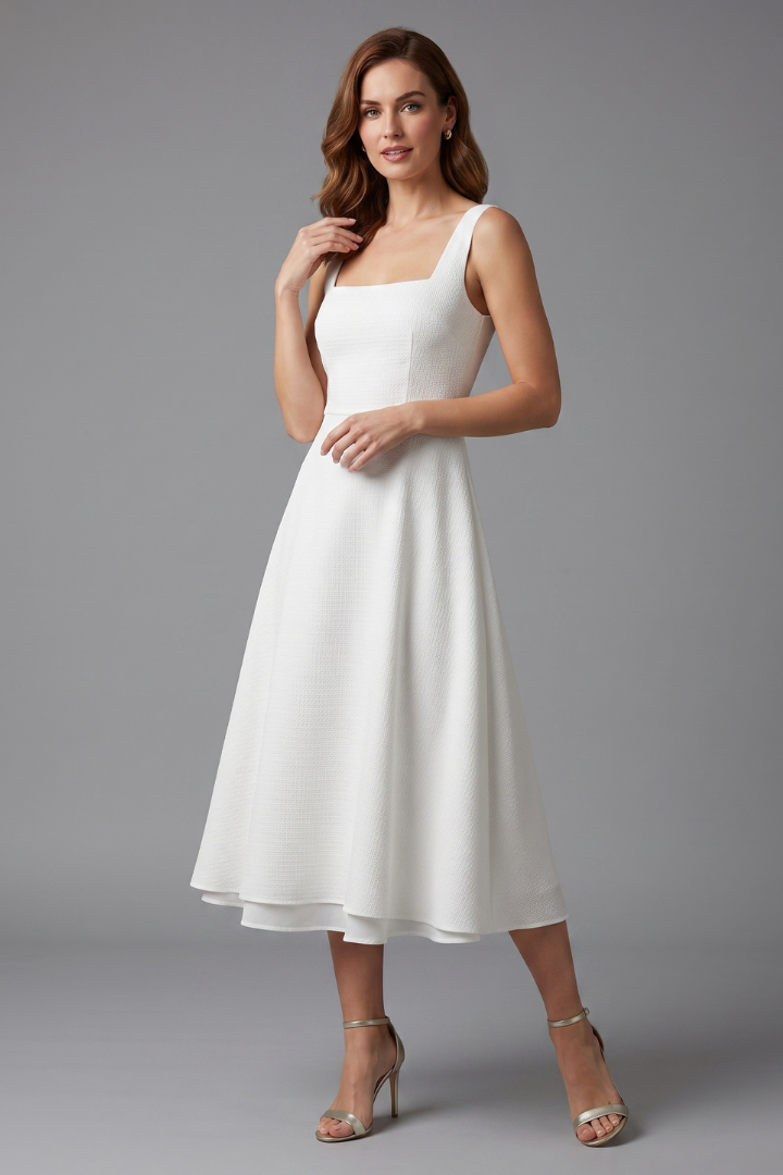 Maira | Women's Sleeveless Midi Dress – Elegant Fit & Flare Dress, Asymmetric Hem