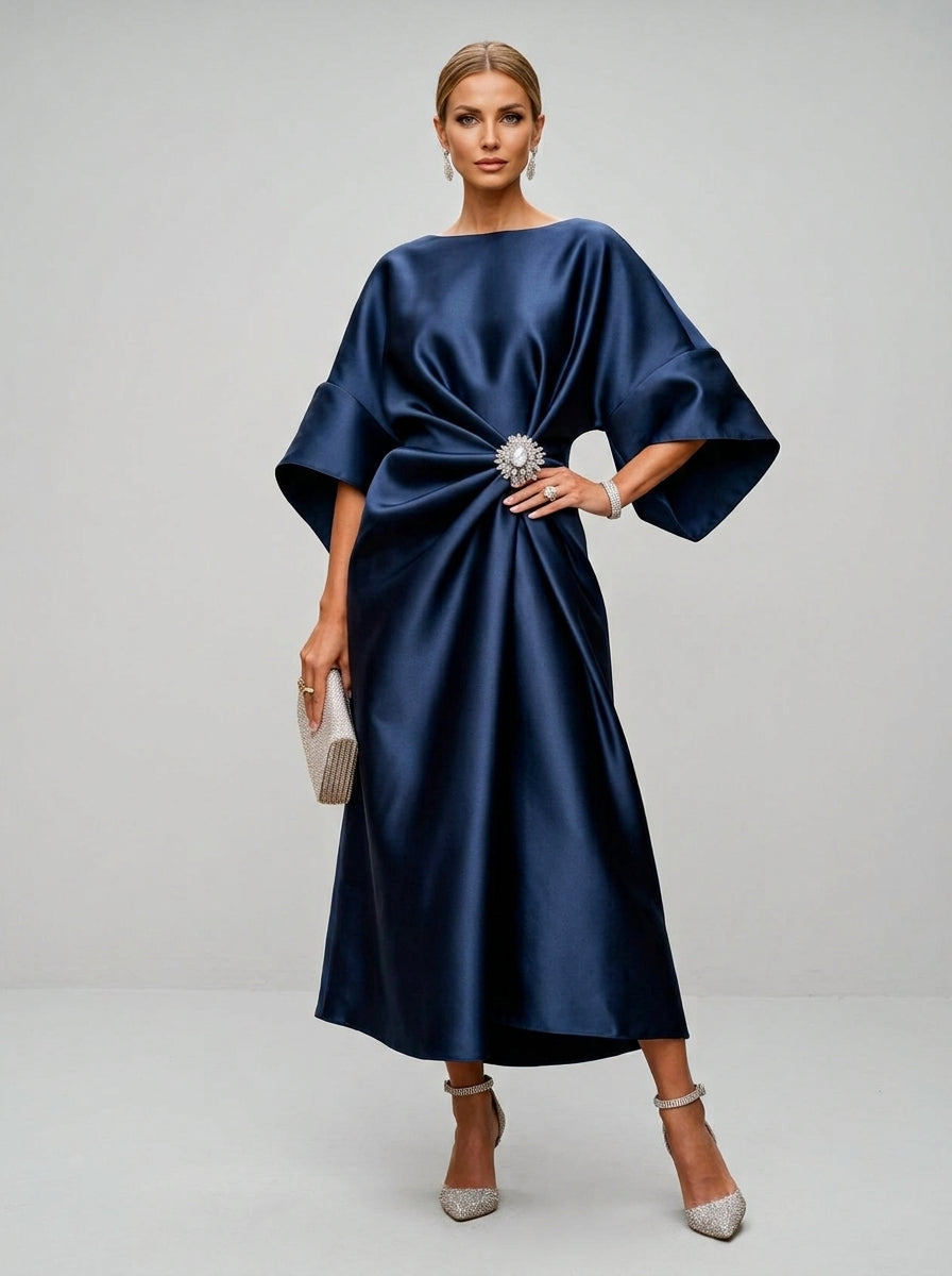 Mairwen | Women’s Satin Maxi Dress – Elegant Evening Gown, Silk-Look Finish