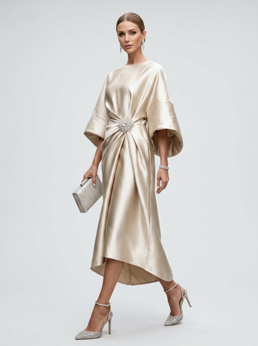 Mairwen | Women’s Satin Maxi Dress – Elegant Evening Gown, Silk-Look Finish