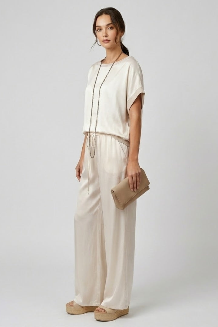 Margot | Women’s 2-Piece Set – Straight Cut Top & Wide Leg Pants, Full Length Co-Ord Set