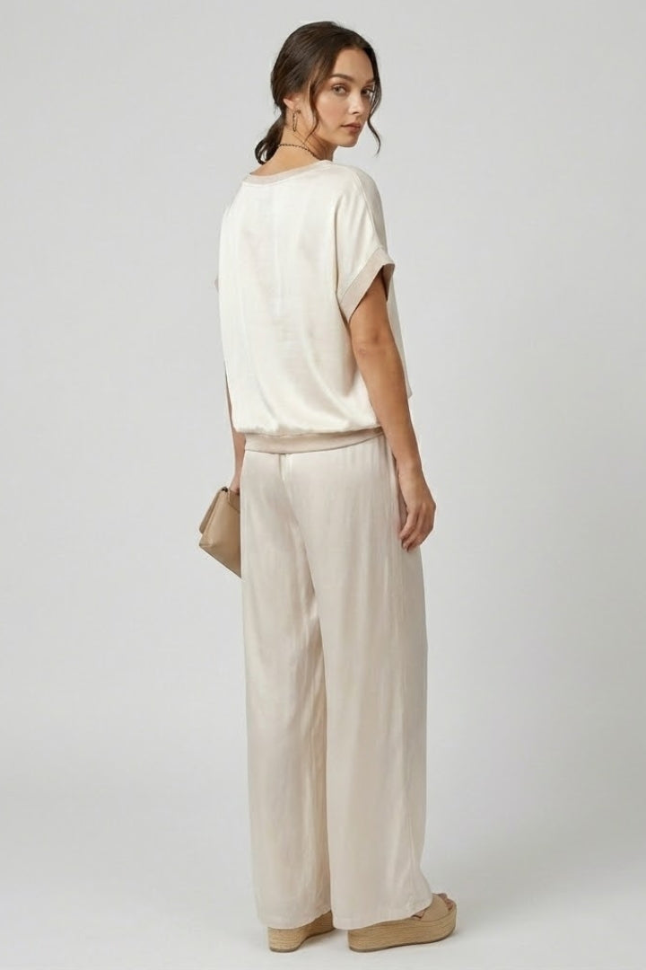 Margot | Women’s 2-Piece Set – Straight Cut Top & Wide Leg Pants, Full Length Co-Ord Set