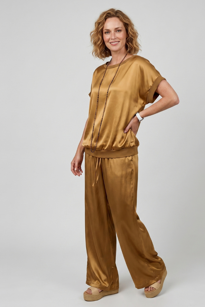 Margot | Women’s 2-Piece Set – Straight Cut Top & Wide Leg Pants, Full Length Co-Ord Set
