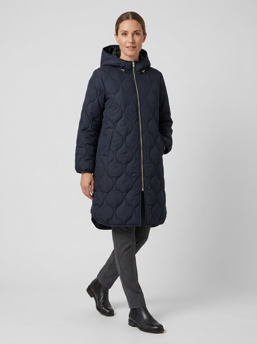 Maribel | Women’s Quilted Coat with Hood, Full-Zip Closure, Long Sleeves & Side Pockets