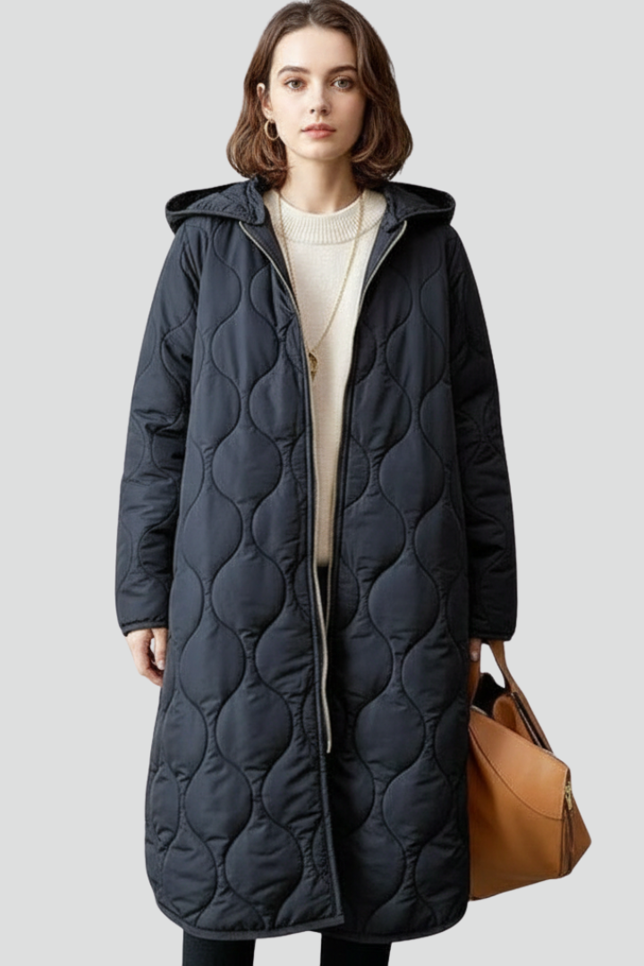 Maribel | Women’s Quilted Coat with Hood, Full-Zip Closure, Long Sleeves & Side Pockets