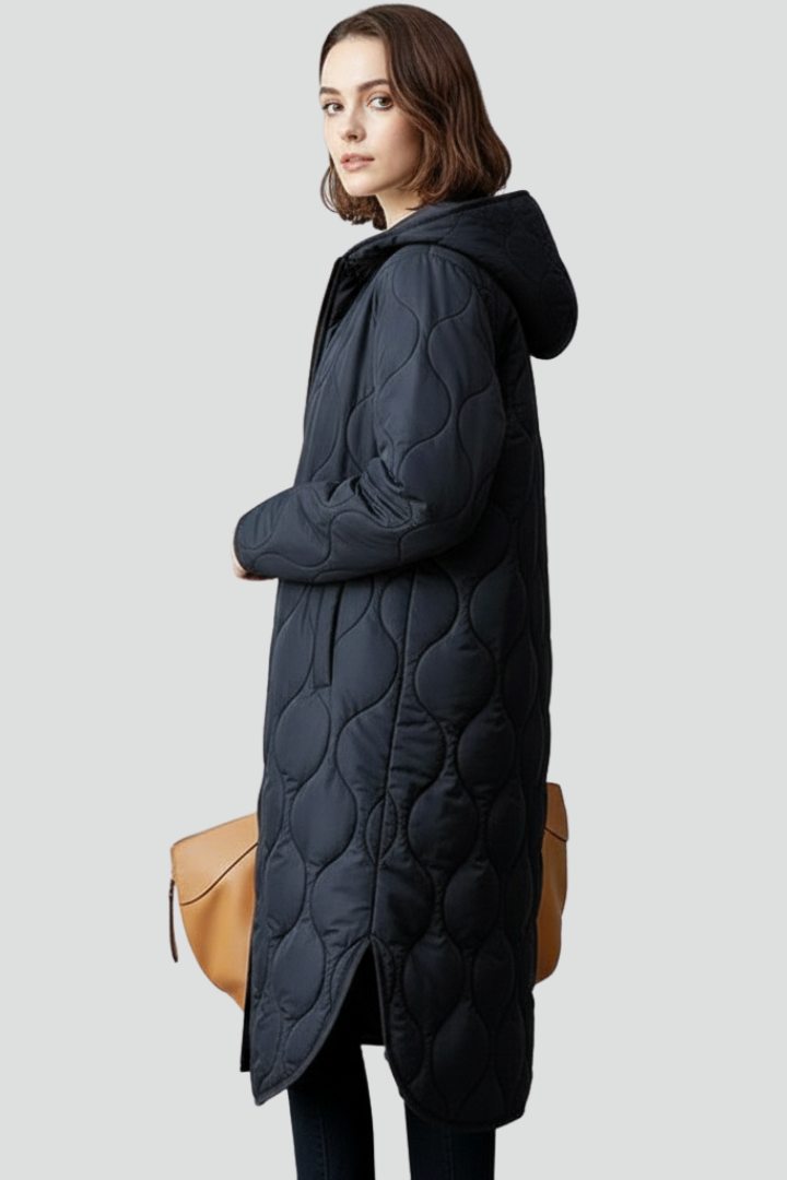 Maribel | Women’s Quilted Coat with Hood, Full-Zip Closure, Long Sleeves & Side Pockets