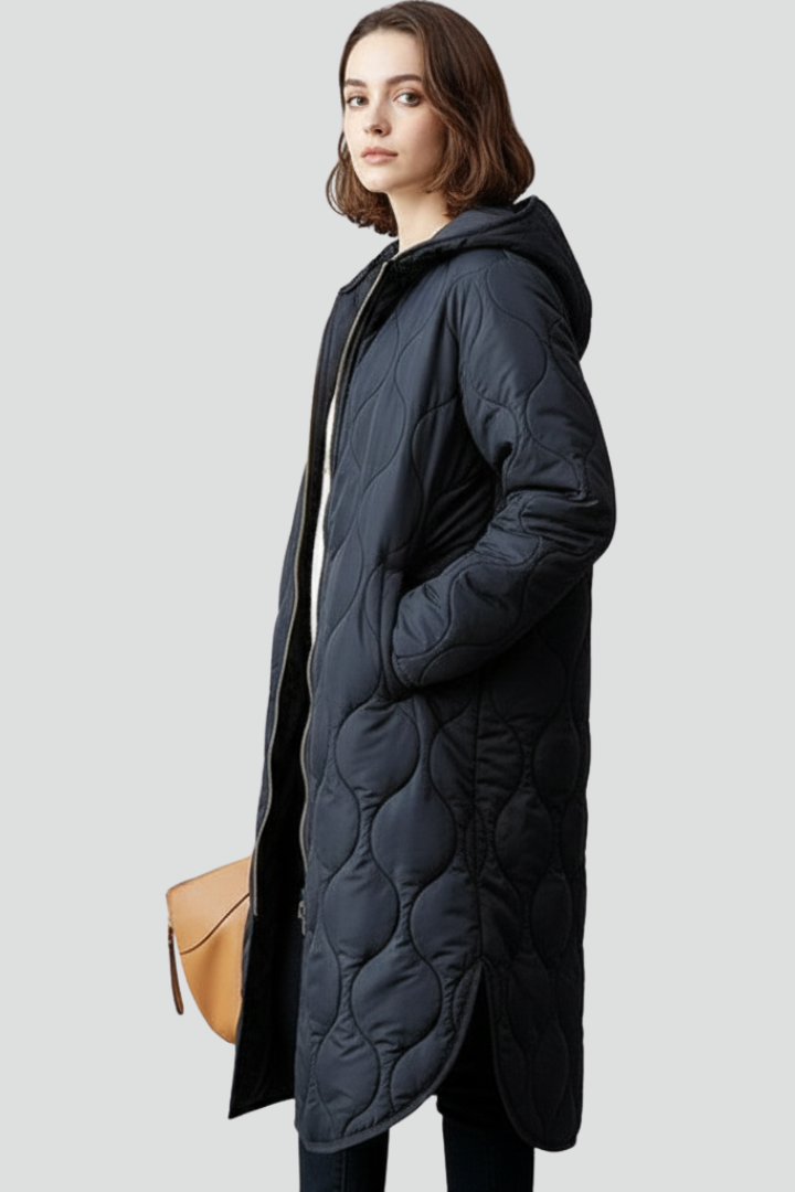 Maribel | Women’s Quilted Coat with Hood, Full-Zip Closure, Long Sleeves & Side Pockets