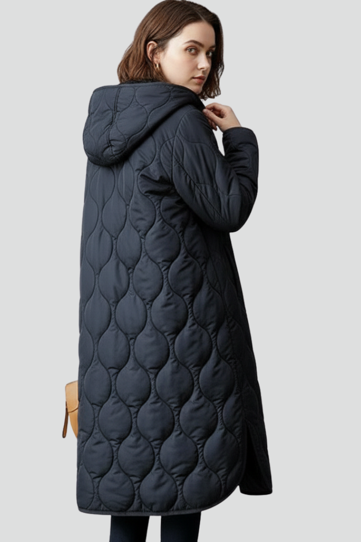Maribel | Women’s Quilted Coat with Hood, Full-Zip Closure, Long Sleeves & Side Pockets