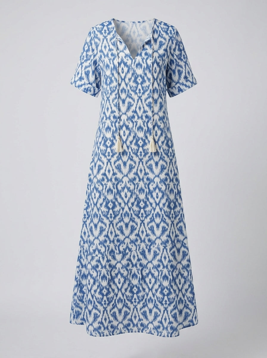 Meliora | Women’s Boho Floral Maxi Dress – Vintage Print, 3/4 Sleeves, Flowy Loose Fit