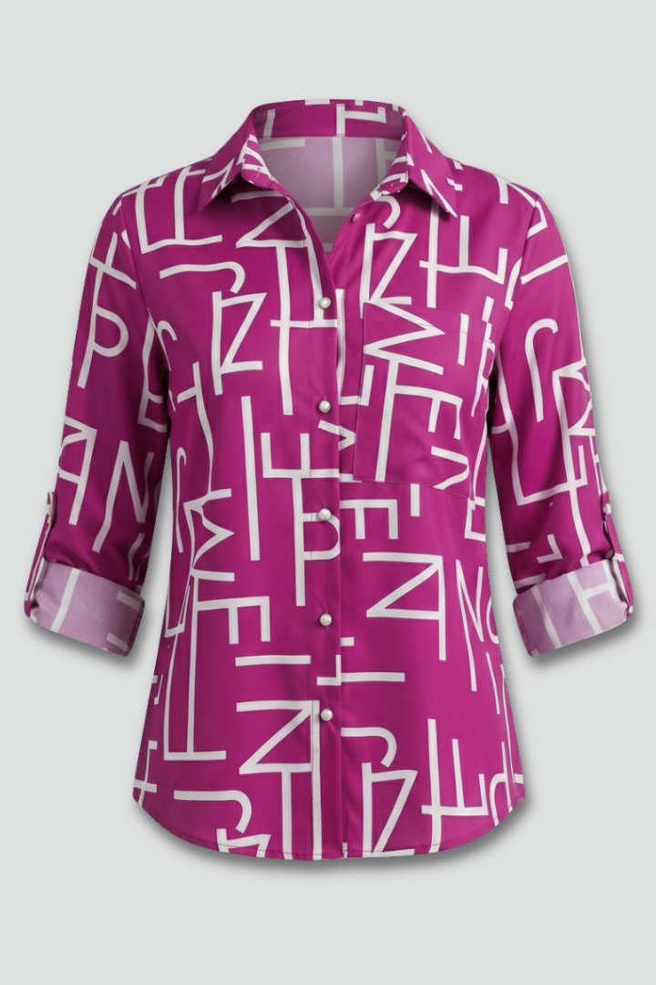 Melisande | Women’s Blouse – Turn-Down Collar Shirt with Roll-Up Sleeves