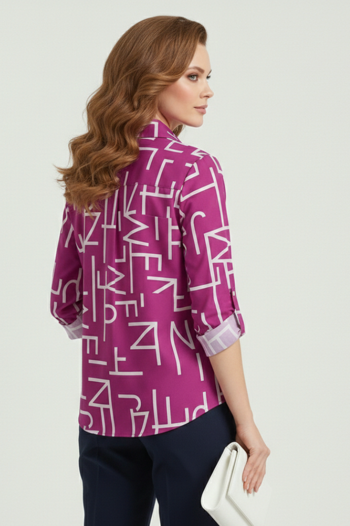 Melisande | Women’s Blouse – Turn-Down Collar Shirt with Roll-Up Sleeves