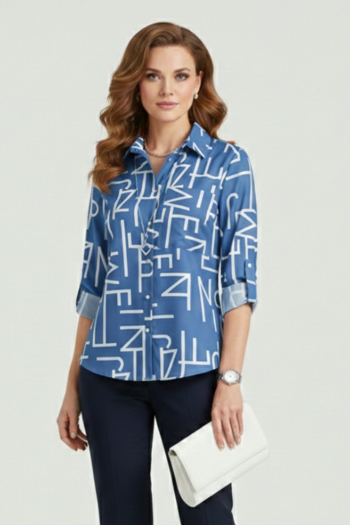 Melisande | Women’s Blouse – Turn-Down Collar Shirt with Roll-Up Sleeves