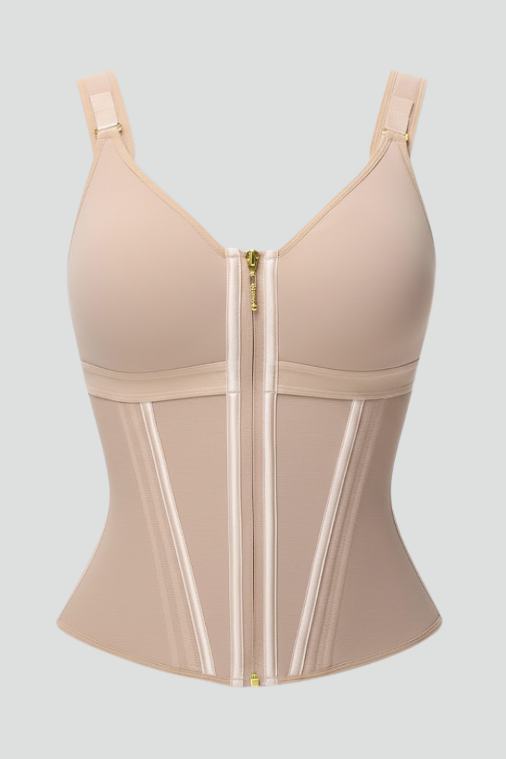 Mely | Zip Front Corset Top Women – V-Neck Body Shaper Adjustable Straps