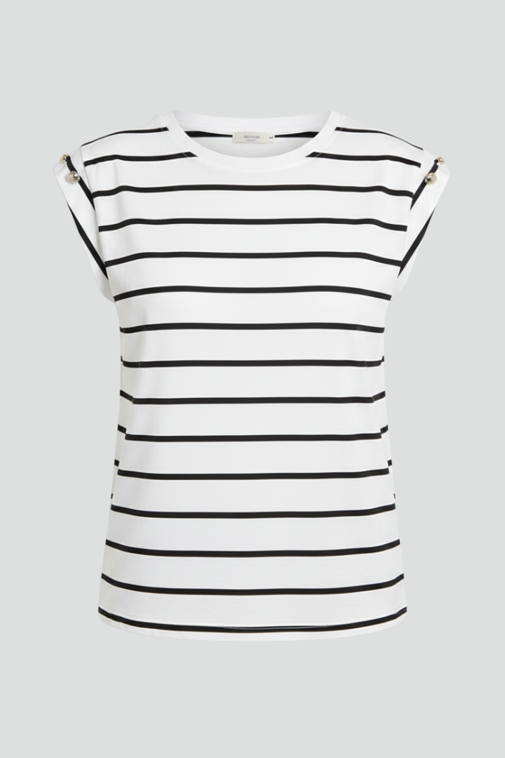 Merritt | Women's Striped Sleeveless T-Shirt – Round Neck Casual Top
