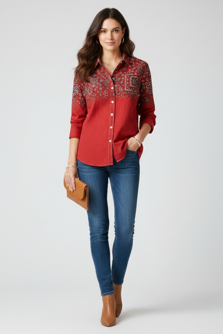 Mirelle | Women's Long Sleeve Shirt – Classic Collar Button-Up Blouse