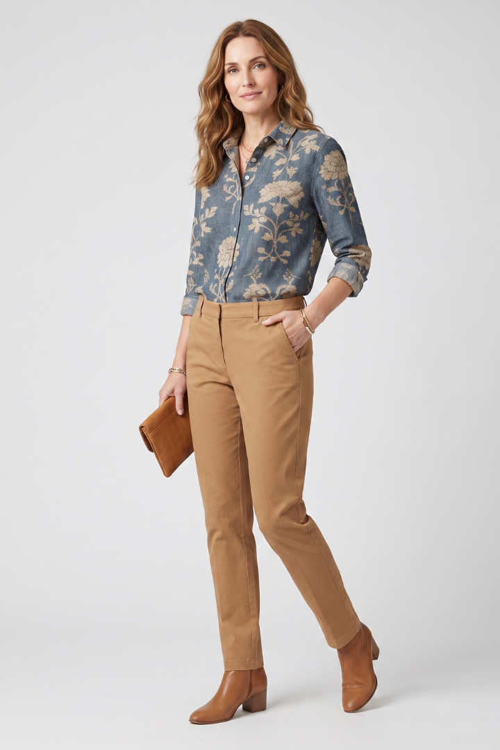 Mirelle | Women's Long Sleeve Shirt – Classic Collar Button-Up Blouse