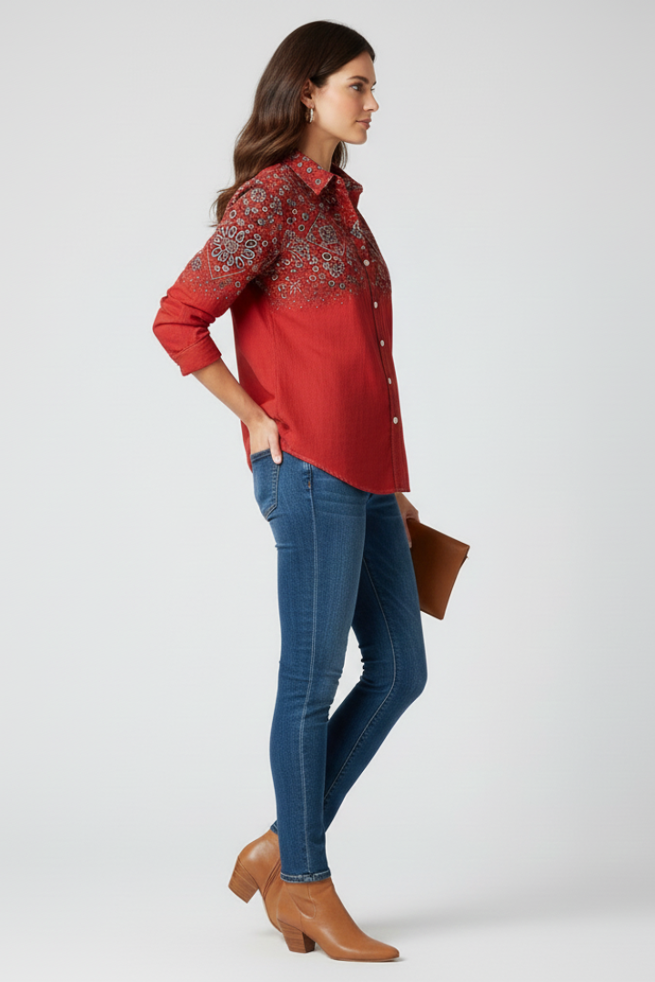 Mirelle | Women's Long Sleeve Shirt – Classic Collar Button-Up Blouse