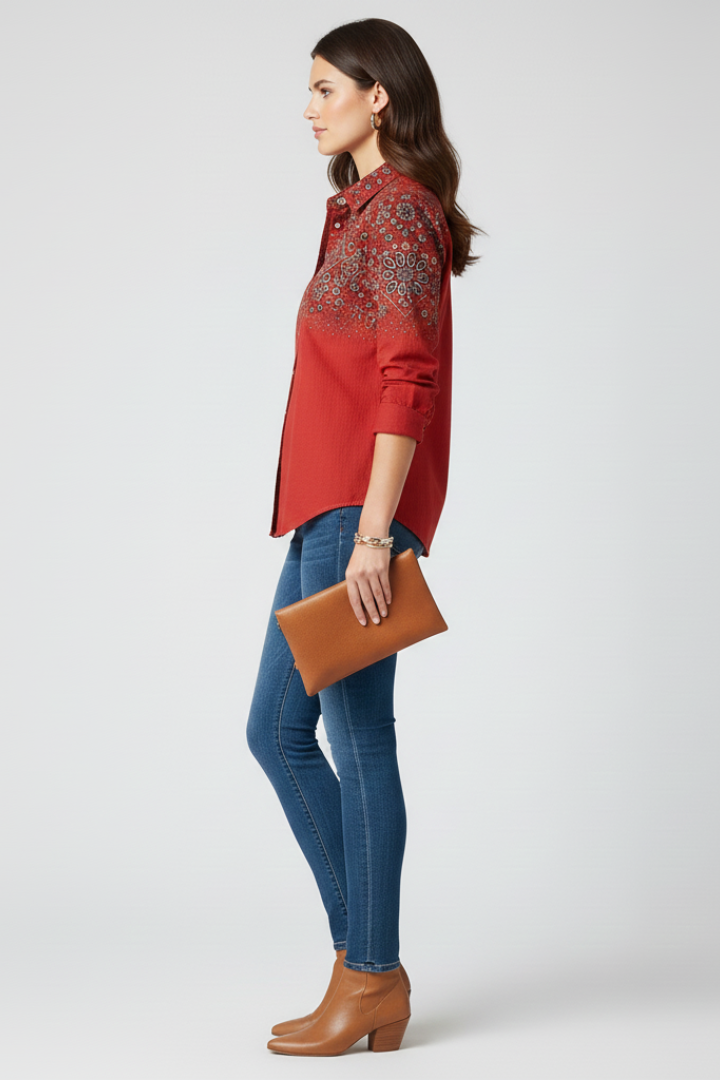 Mirelle | Women's Long Sleeve Shirt – Classic Collar Button-Up Blouse
