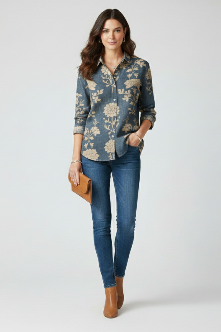 Mirelle | Women's Long Sleeve Shirt – Classic Collar Button-Up Blouse