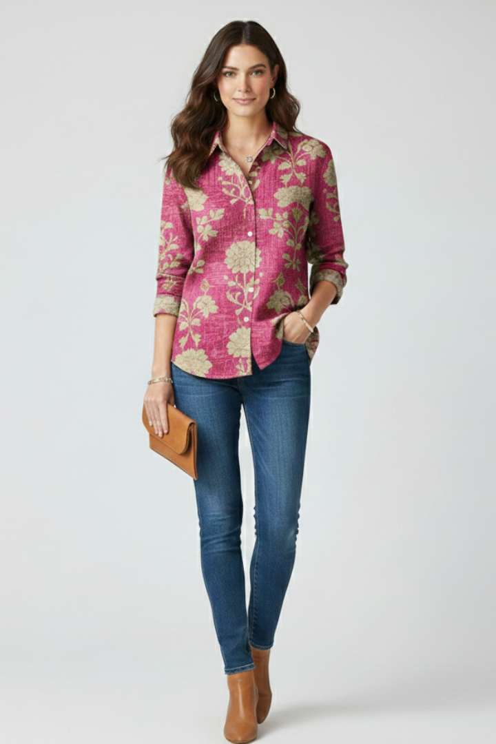Mirelle | Women's Long Sleeve Shirt – Classic Collar Button-Up Blouse