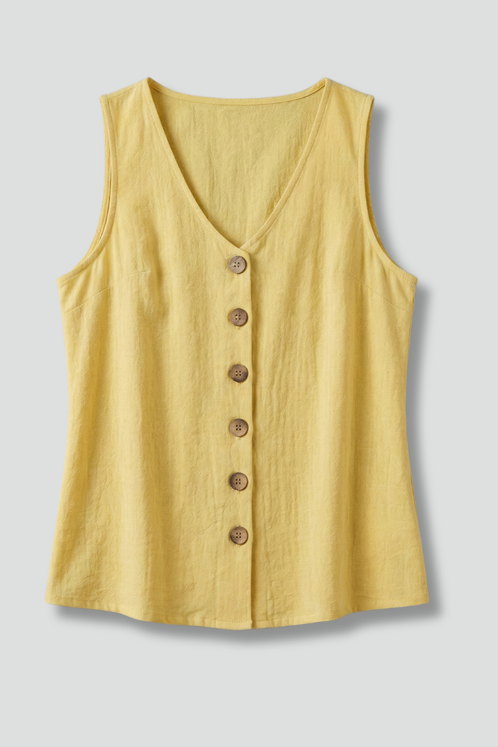 Mireya | Women’s V-Neck Sleeveless Blouse – Button-Front Casual Top