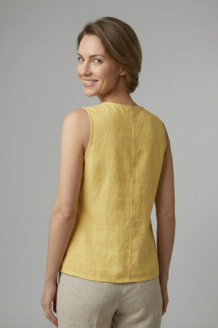 Mireya | Women’s V-Neck Sleeveless Blouse – Button-Front Casual Top