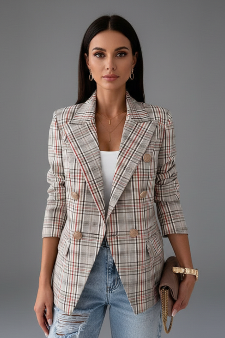 Myra | Women’s Textured Blazer with Lapels – Structured, Open Front, Smart Casual Jacket