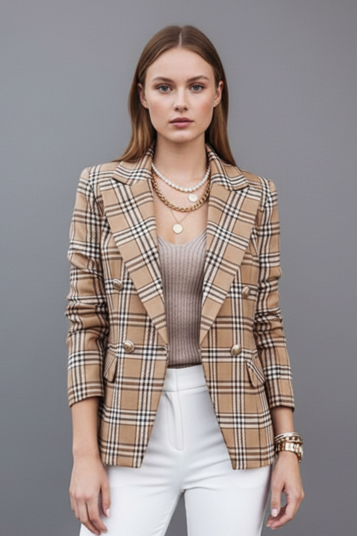 Myra | Women’s Textured Blazer with Lapels – Structured, Open Front, Smart Casual Jacket