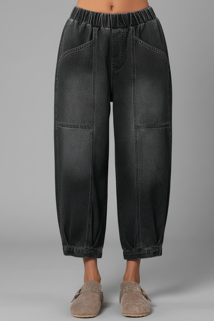 Nerine | Women's Tapered Leg Jeans – Stretch Waist Casual Denim Pants