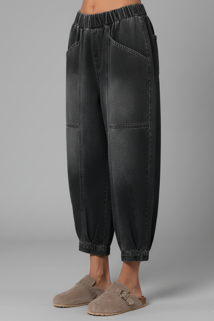 Nerine | Women's Tapered Leg Jeans – Stretch Waist Casual Denim Pants