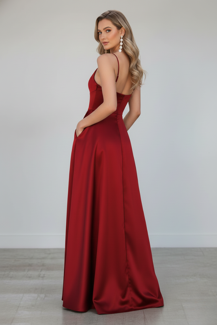 Nireya | Women's Elegant Maxi Dress – Shoulder Strap Long Dress with Front Slit