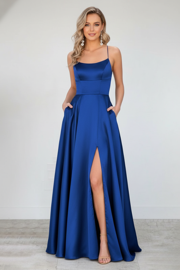 Nireya | Women's Elegant Maxi Dress – Shoulder Strap Long Dress with Front Slit