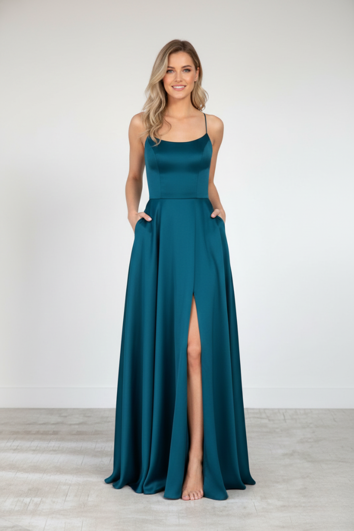 Nireya | Women's Elegant Maxi Dress – Shoulder Strap Long Dress with Front Slit