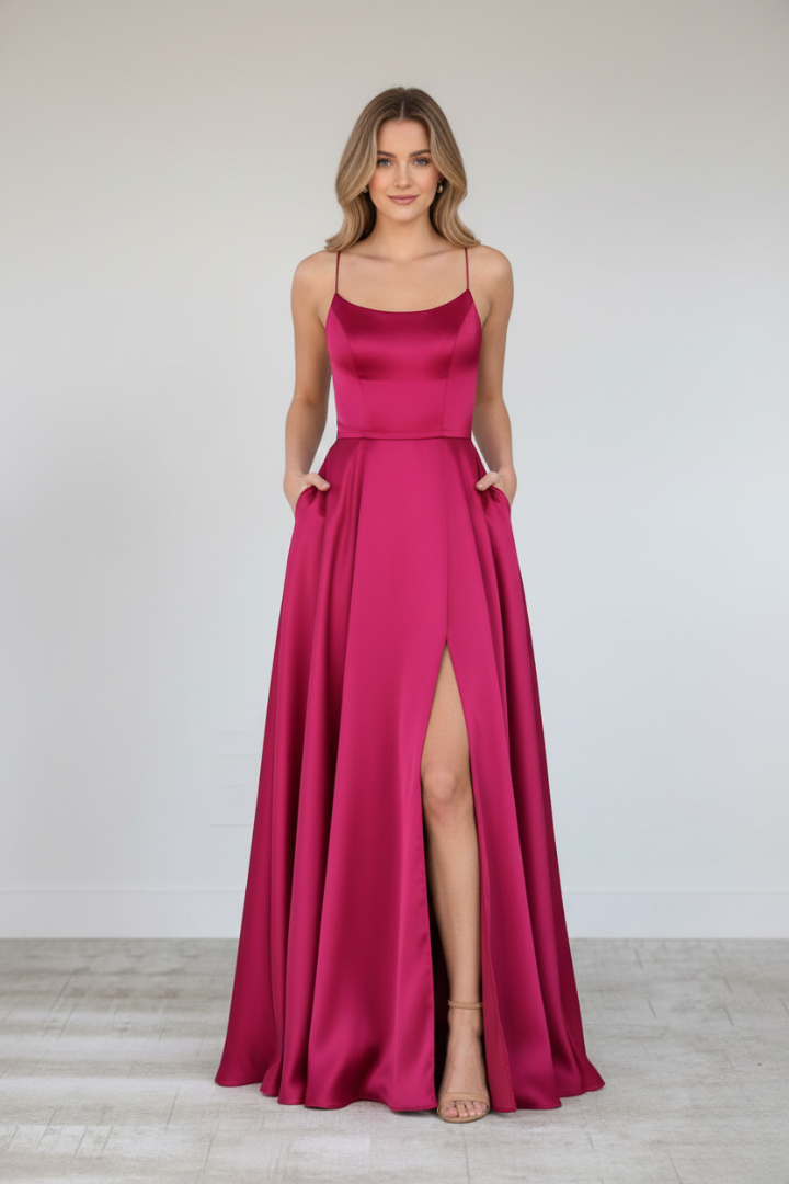 Nireya | Women's Elegant Maxi Dress – Shoulder Strap Long Dress with Front Slit
