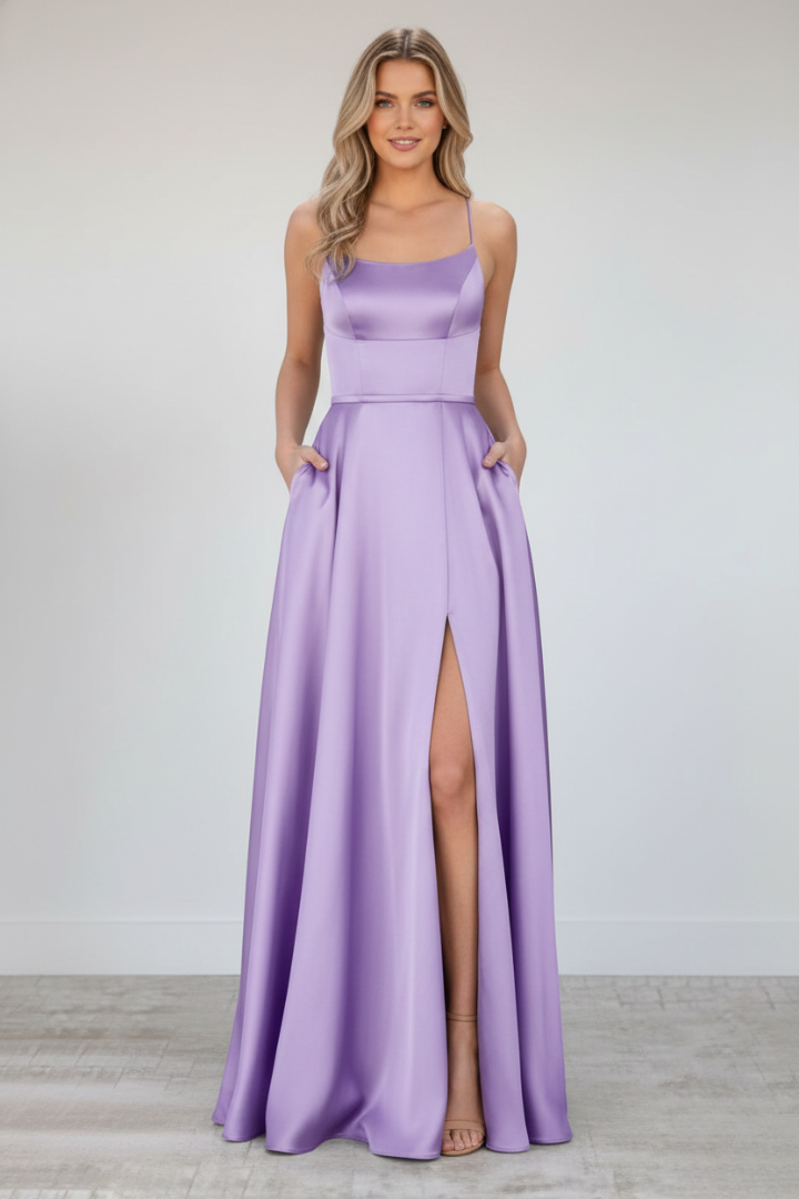Nireya | Women's Elegant Maxi Dress – Shoulder Strap Long Dress with Front Slit