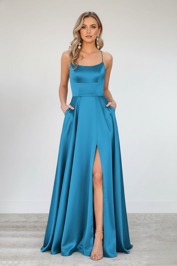 Nireya | Women's Elegant Maxi Dress – Shoulder Strap Long Dress with Front Slit