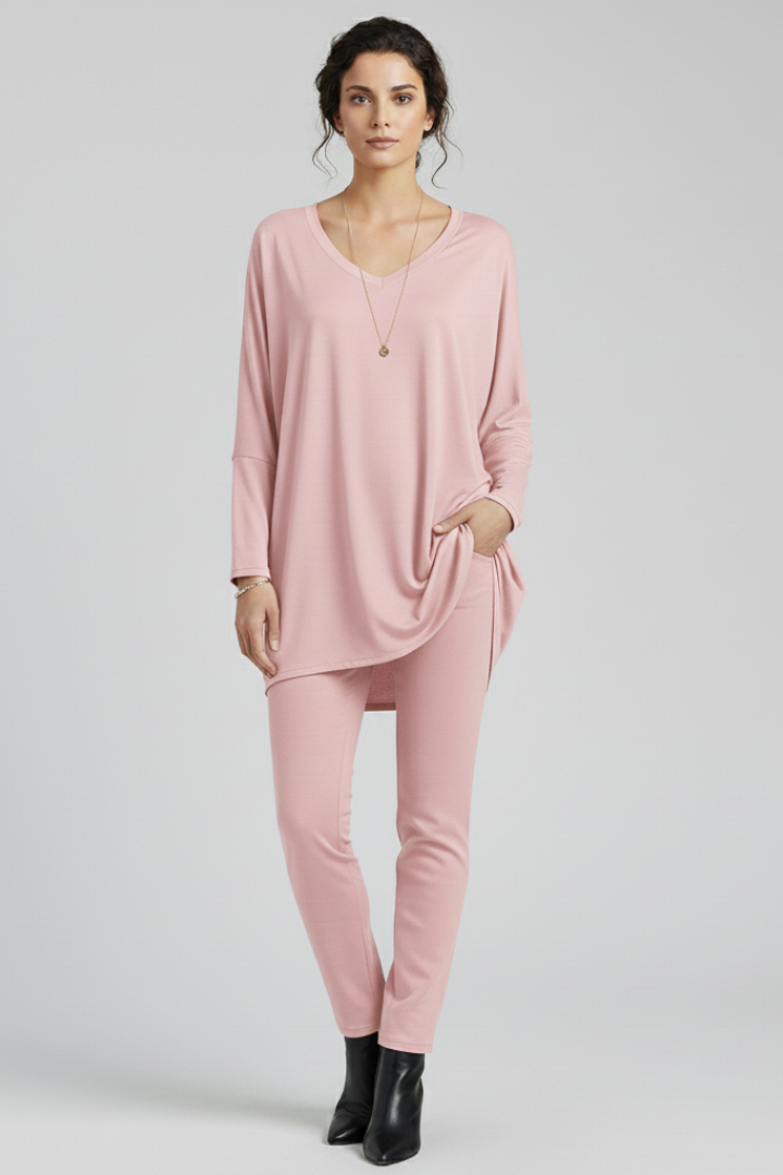 Norelle | Women's V-Neck Oversized Blouse – Long Sleeve Loose Fit Casual Shirt
