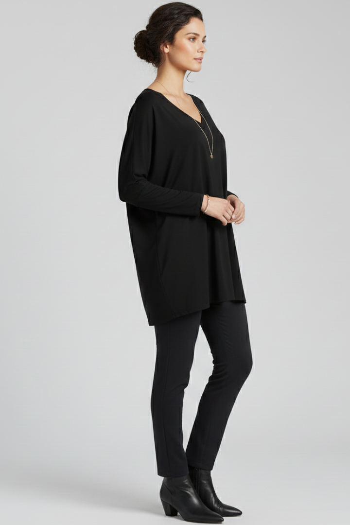 Norelle | Women's V-Neck Oversized Blouse – Long Sleeve Loose Fit Casual Shirt