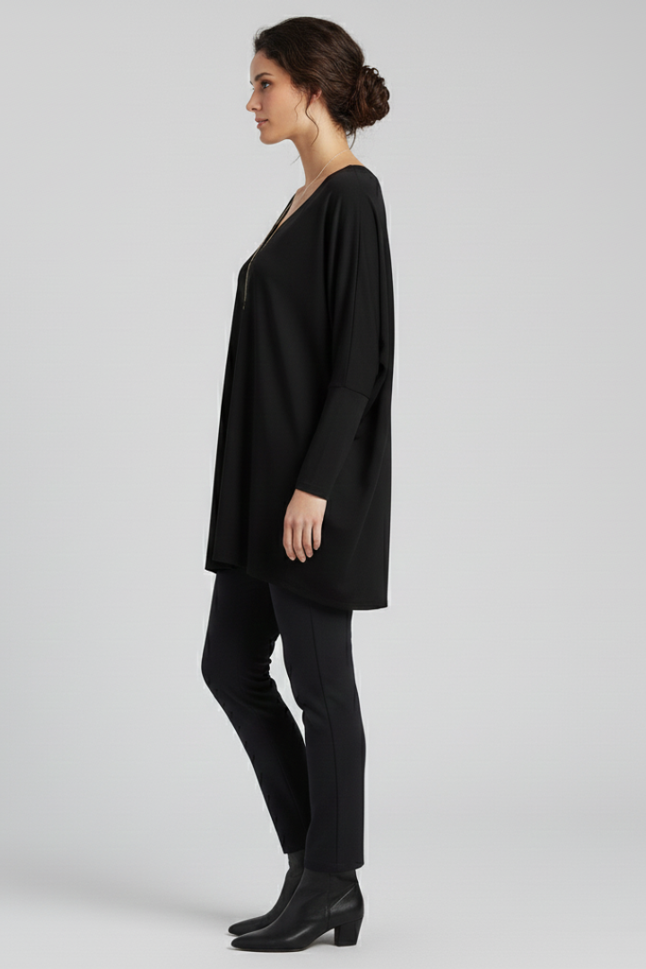 Norelle | Women's V-Neck Oversized Blouse – Long Sleeve Loose Fit Casual Shirt