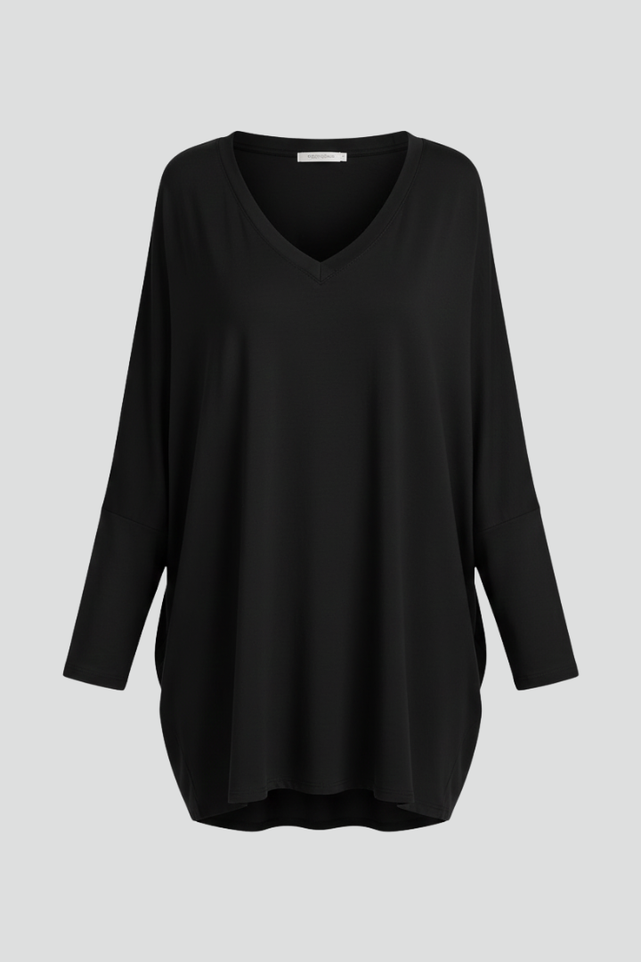 Norelle | Women's V-Neck Oversized Blouse – Long Sleeve Loose Fit Casual Shirt